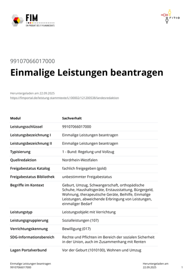 Einmalige Leistungen beantragen - Info: oft reicht formloser Antrag