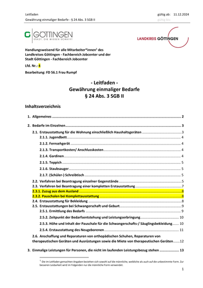 Gewährung einmaliger Bedarfe § 24 Abs. 3 SGB II - Leitfaden: formloser Antrag ausreichend